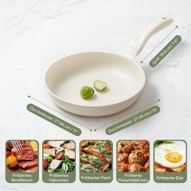 Redchef Ceramic Nonstick Fry Pan 28cm - Induction Compatible, Chef's Pan - PFOA, PTFE, PFAS Free - Scratch Resistant, Dishwasher Safe
