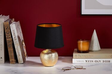 Настільна лампа Reality Leuchten Luxor, кераміка, золото, E14, 18x18x26 см, чорно-золота