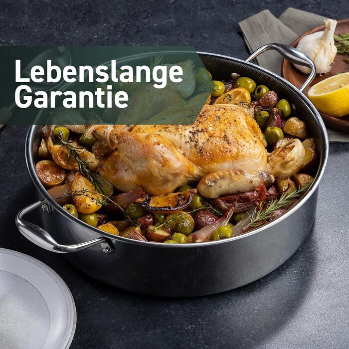 Сковорода HexClad з антипригарним покриттям та кришкою, 4.5 л, для всіх плит, можна мити в посудомийній машині та використовувати в духовці