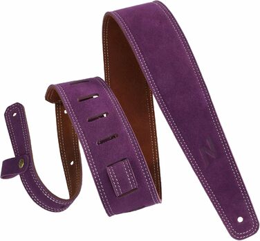 Гітарний ремінь Nefelibata з повного нубуку, 76 см, з підкладкою з піни та петлею для зберігання кабелю, для акустичної, бас та електрогітари (Лавандовий фіолетовий)