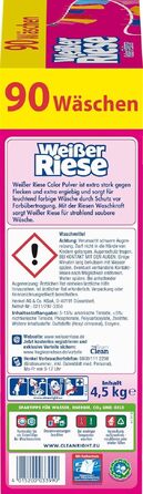 Пральний порошок Weißer Riese Color для кольорових речей, ефективний проти плям, активний від 20°C, 90 прань