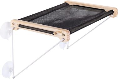 Ліжко-гамак для котів на вікно до 15 кг з масиву дерева та металу, 46 x 32 см