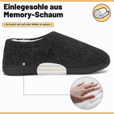 Зимові унісекс капці Mishansha з ефектом пам'яті (Memory Foam) та твердою підошвою, чорні, розмір 44/45 EU