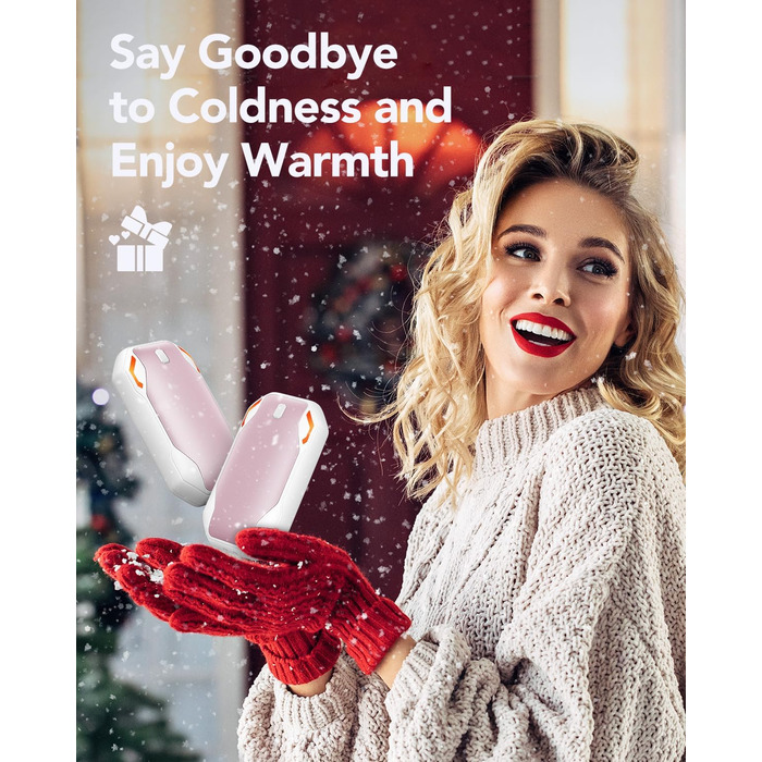 Електричні грілки для рук PHEJIE, 2 шт. - 3 режими нагріву, портативні, для активного відпочинку, кемпінгу, подарунок для жінок та чоловіків (рожево-білі)