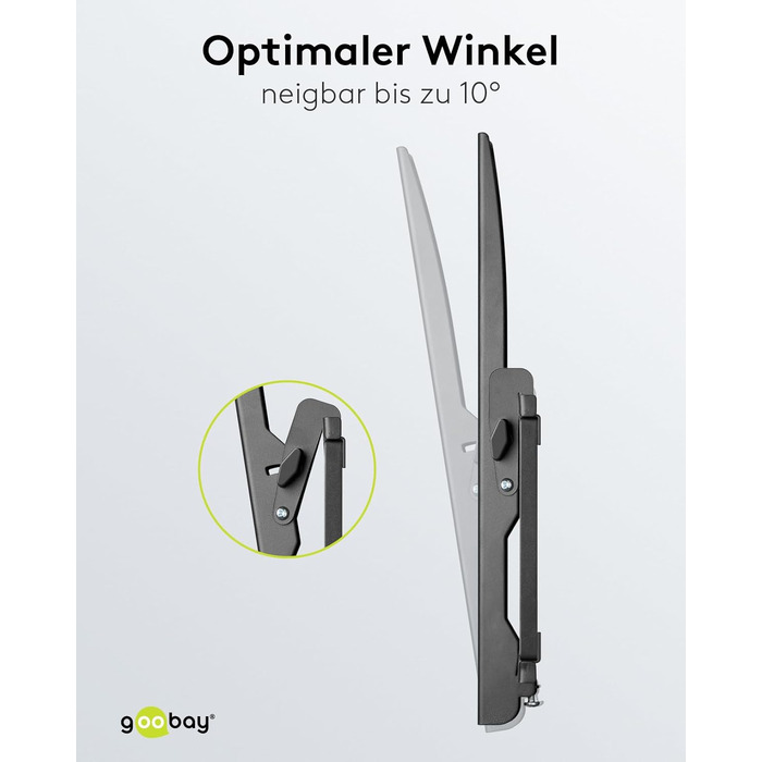 Настінний кронштейн для телевізора goobay Basic TILT XL (43–100 дюймів), нахил 10°, ультратонкий 45 мм, VESA 800x400, до 75 кг, 49743