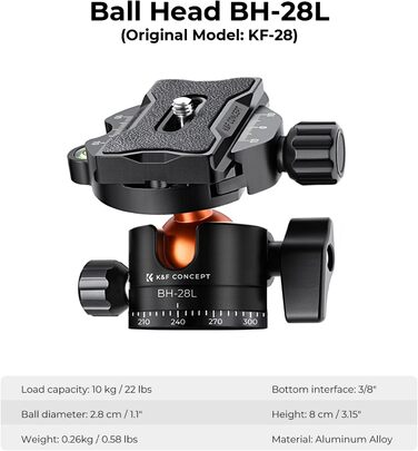 Штатив K&F Concept 200 см з алюмінію для камери, K234A7(S210), з моноподом, поворотний на 360°, з швидкозахоплювальною платформою для Canon, Nikon, Sony, Olympus, вантажопідйомність 10 кг