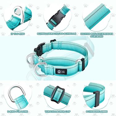 Відбиваюче повідець для собак Martin Gay, з зупинкою, для великих, середніх та малих собак, повідок-стопер для Whippets, Greyhounds, Saluki (Турквезевий, M)