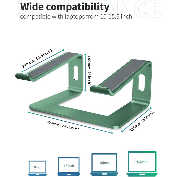 Підставка для ноутбука Soundance, алюміній, ергономічна, 10-15.6 дюймів