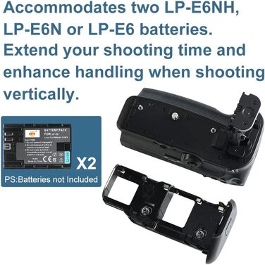 Батарейний хват DSTE 4365C001 BG-R10 сумісний з акумуляторами LP-E6, LP-E6N, LP-E6NH та камерами Canon EOS R5, EOS R6, EOS R5 C