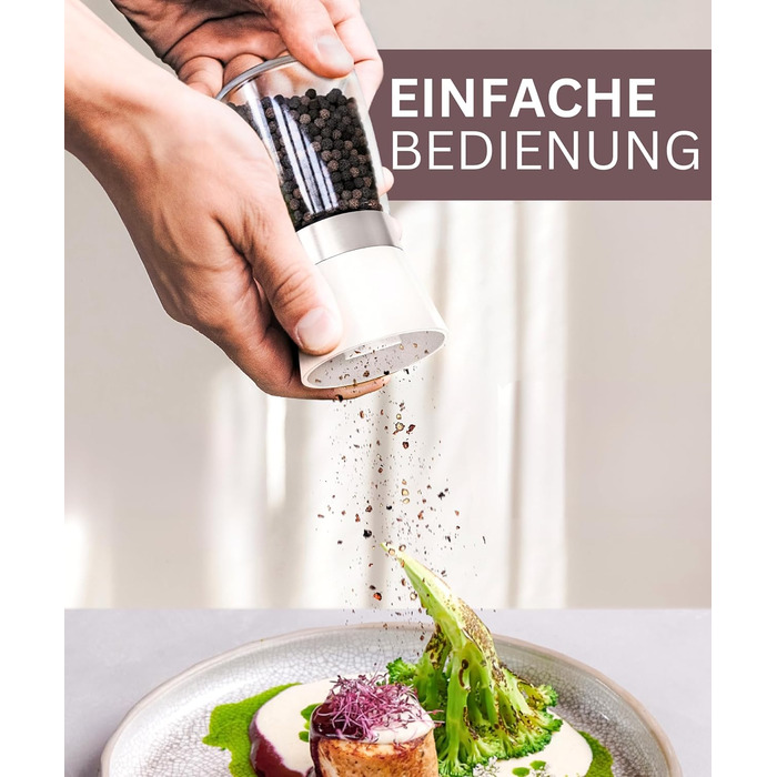 Мельниця для солі та перцю Hannah's Homebrand з керамічним механізмом - міцна для великої солі, без вмісту (Сніжинка, 2 шт.)