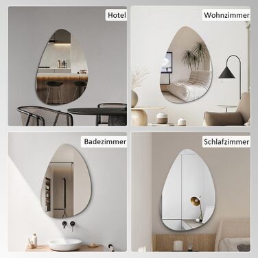 Дзеркало настінне прямокутне з заокругленими кутами, 40x60 см, чорне, з нержавіючої сталі. Косметичне дзеркало для ванної кімнати та вітальні. Вертикальний та горизонтальний монтаж.