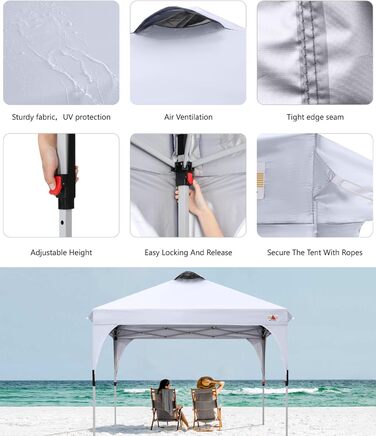 ABCCANOPY 3x3M Pop Up Gazebo Waterproof Festival Sunshade Outdoor Pavilion with Rolling Bag, Bonus 4x Weight Bags, 4x Ropes, 4x Stakes White Without Side Walls