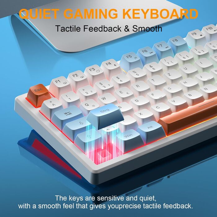 Кабельний комплект клавіатури та миші QWERTZ DE: ігрова клавіатура з регулятором гучності та RGB миша з індикатором заряду, для PC, Mac, Xbox, PS5
