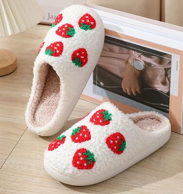 Тапочки домашні жіночі та чоловічі зимові теплі з м'якою підкладкою. Модель 'Клубніка' (38/39 EU)