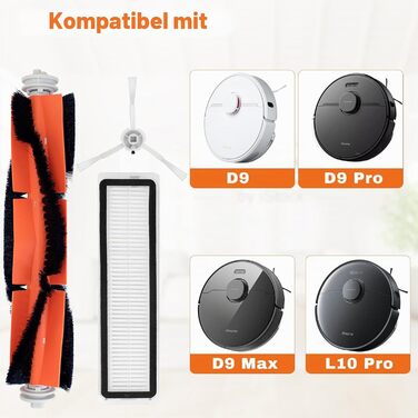 Комплект аксесуарів Dreame D9/D9 Max/D9 Pro/L10 Pro (12 шт): головні та бічні щітки, фільтри, інструменти для чищення