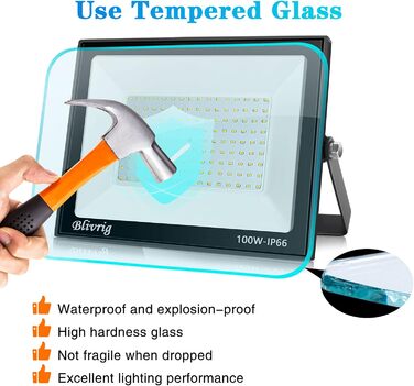 Bright LED Floodlight Outdoor 100W Warm White, Outdoor Floodlight, Super Bright 10000LM Floodlight, Outdoor Spotlight IP66 Waterproof, 3000K Outdoor Spotlight, Warm Floodlight for Garden, Garage, Yard (Warm White, 100W)