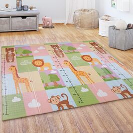 Paco Home Play Mat, Crawling Mat, Baby Kids Mat, Foldable, Reversible, Animal Motif, Size: 150x200 cm, Color: Multicolor 2, 150x200 cm Multicolor 2