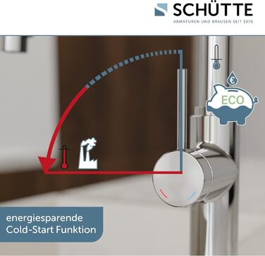 Кухонний змішувач SCHÜTTE 79562 Blackpool з висувною лійкою, поворотний на 360°, з однорідним керуванням, для мийки, хром