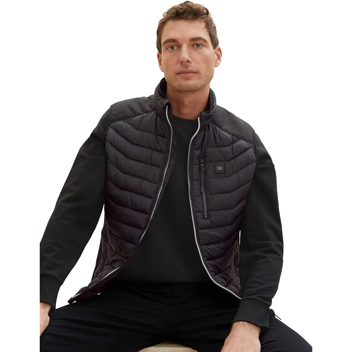 Жилет чоловічий гібридний степеневий TOM TAIOR з коміром, артикул 19168, колір Black (XXL)