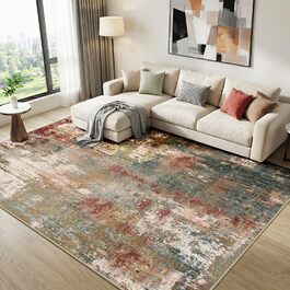 Килимок-довгий килим (Runner) з неслизьким покриттям, короткий ворс, для кухні, миється, складається, абстрактний дизайн, для входу, кухні, вітальні та офісу, блакитно-чорний (120 x 180 см, теракотовий)