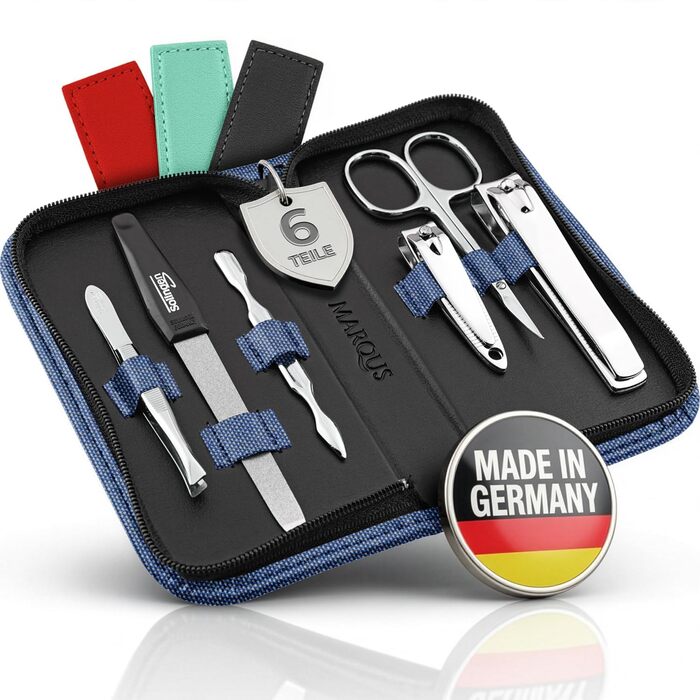 Набір для манікюру Solingen marQus: 6 предметів з нержавіючої сталі в м'якому кейсі з джинсової тканини