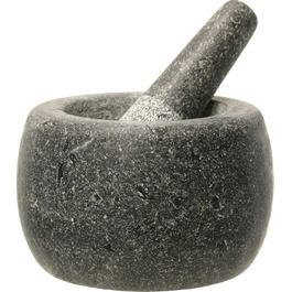 Набір для розмелювання спецій JADE TEMPLE 17023: ступка та товкачок з граніту, 13 см, сірий