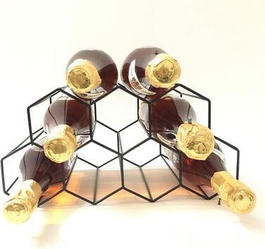 Metal Wine Rack, Freestanding Wine Bottle Holder, Table Wine Rack, Countertop Wine Bottle Holder, Wine Rack, for Bar, Wine Cellar, Living Room, Kitchen, Basement (Black)
