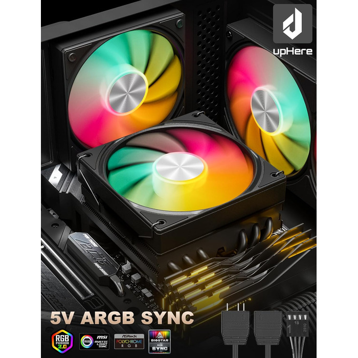 upHere H85KC6: Низькопрофільний кулер для CPU з ARGB підсвічуванням (180W TDP)