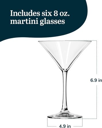Бокали для Мартіні Libbey Entertaining Essentials, 237 мл, прозорі, набір 6 шт.