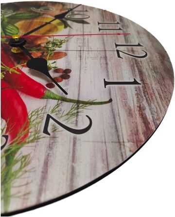YOAI Wall Clock Kitchen Clock Antique Nostalgia Rustic Country Quartz Silent (No Ticking) Kitchen Clock 30CM / 12 inches (Spices with Chili)