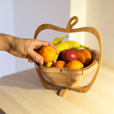 Relaxdays Collapsible Apple Basket made of Bamboo