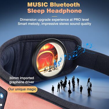 Маска для сну з навушниками Bluetooth LC-Dolida V5.4, 3D маска для сну з дихаючим матеріалом для жінок та чоловіків, з мікрофоном для подорожей, сну, йоги та медитації (Flamingorosa)