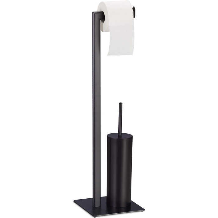 Relaxdays Toilet Accessories Set - Toilet Paper Holder, Toilet Brush & Holder, Standing, Black