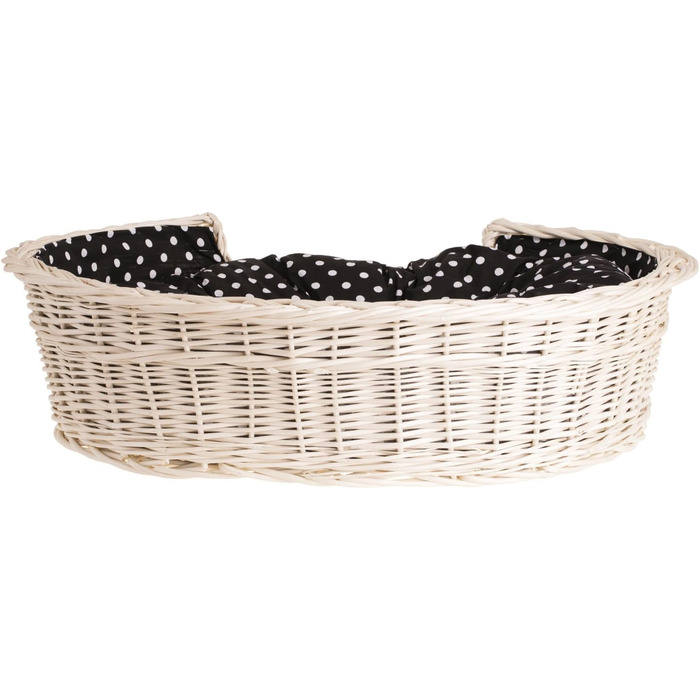 Wicker Dog Basket for Dog and Cat - Dog Bed, Cat Bed with Cushion, Pet Basket, Woven Cat Basket 60x43 H19 cm (80 x 60 x 26 cm, Beige)