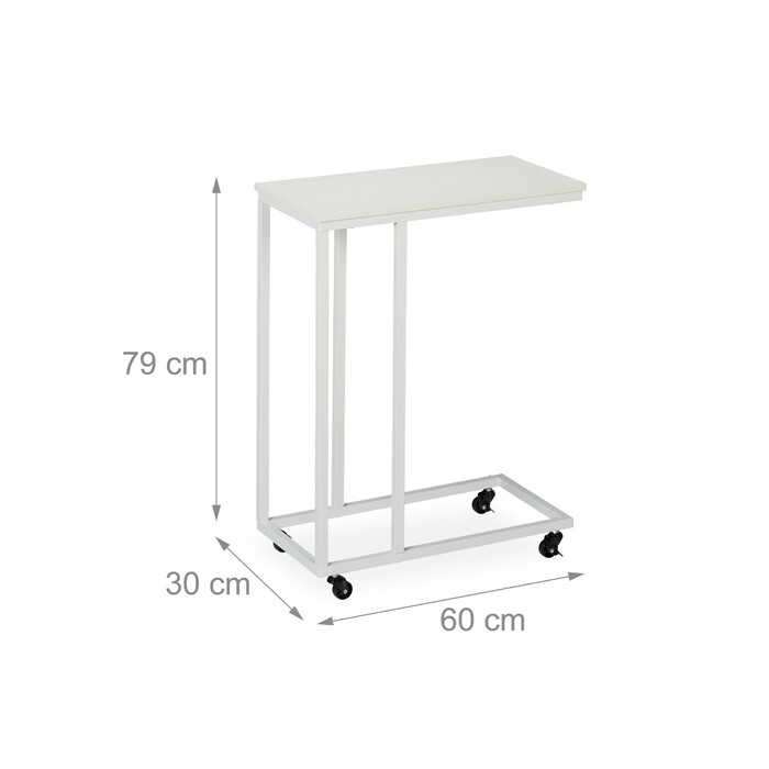 Relaxdays C-Shaped Side Table with Wheels