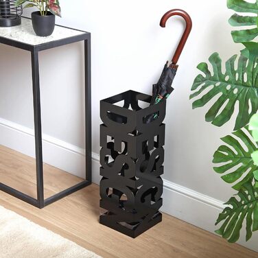 Modern Umbrella Stand for Entryway, Room, or Hallway - Metal, White & Black
