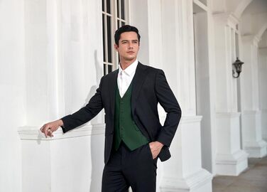 Елегантний жилет для чоловіків HISDERN: весільний, класичний, однотонний, бізнес, смокінг з кишенями (зелений, 4XL)