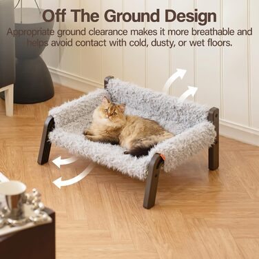 MEWOOFUN Dog Sofa Dog Bed Elevated No Dogs – Dog Beds for No and medium-sized Dogs with Non-Slip Bottom, Breathable Woven Bed with Removable, Cat Sofa 61 x 53 x 28 cm, (L, Grey)