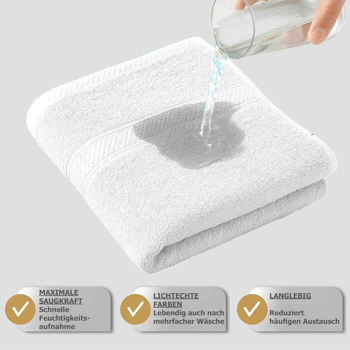Набір м'яких махрових рушників Class Home Collection Ftee з 100% бавовни, білі, 30x50 см, 10 шт