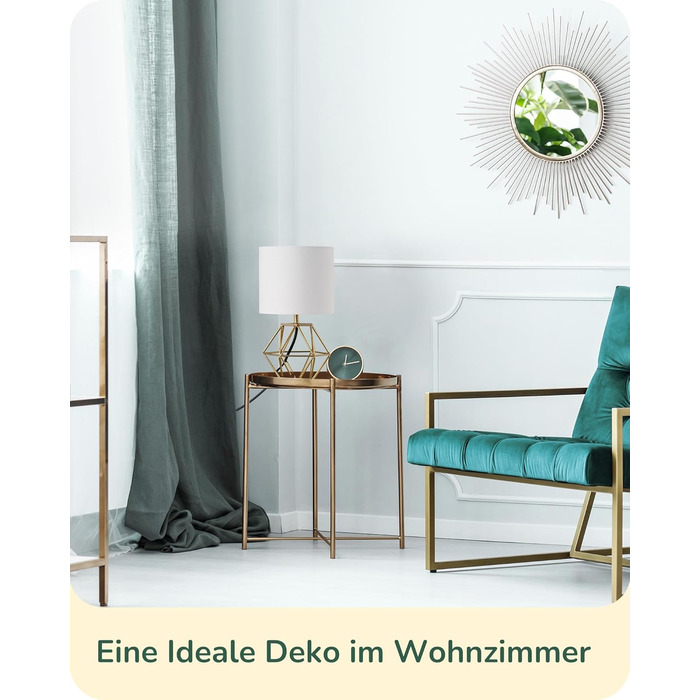 EDISHINE Настільна лампа, сучасний індустріальний дизайн, цоколь E14, вінтажний стиль, для спальні/вітальні, білий/золотий лін, золото