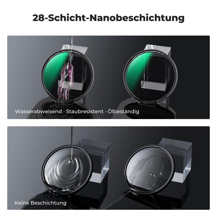 CPL фільтр K&F Concept 77mm: кругла поляризаційна фільтр з магнітним кріпленням, HD скло з Nano-Xcel покриттям