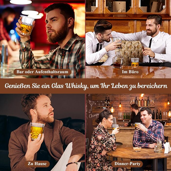 Набір склянок для віскі, подарунковий набір для чоловіків (2 склянки + 8 кеглів, що повторно використовуються + аксесуари), подарунок на день народження, подарунок на Різдво для чоловіків