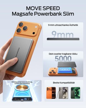 Power Bank MOVESPEED MagSafe 5000mAh Space Grau - Бездротовий зарядний пристрій для iPhone