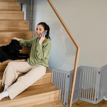 Захисне ворота Relaxdays для собак, розкладне, сіре (70 x 207 см)