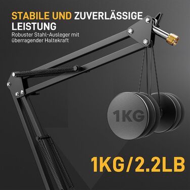 Тримач для мікрофона Maono BA20, регульований, для подкастів, геймінгу, стрімінгу та запису звуку, з кріпленням до столу та адаптером 3/8' - 5/8'