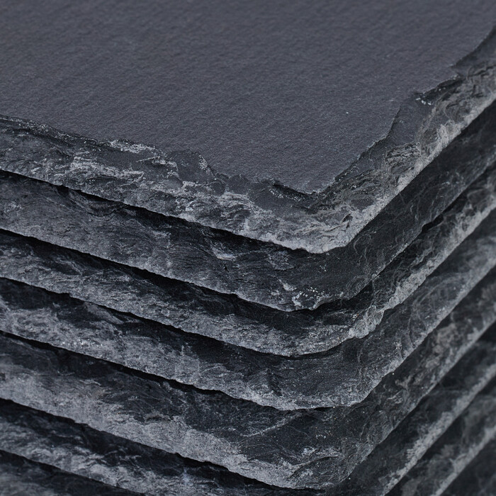 Relaxdays Set of 16 Slate Coasters, 10x10 cm
