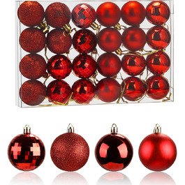 24 штуки новорічних кулі для ялинки, 4 см, пластик, міцні, для декору ялинки