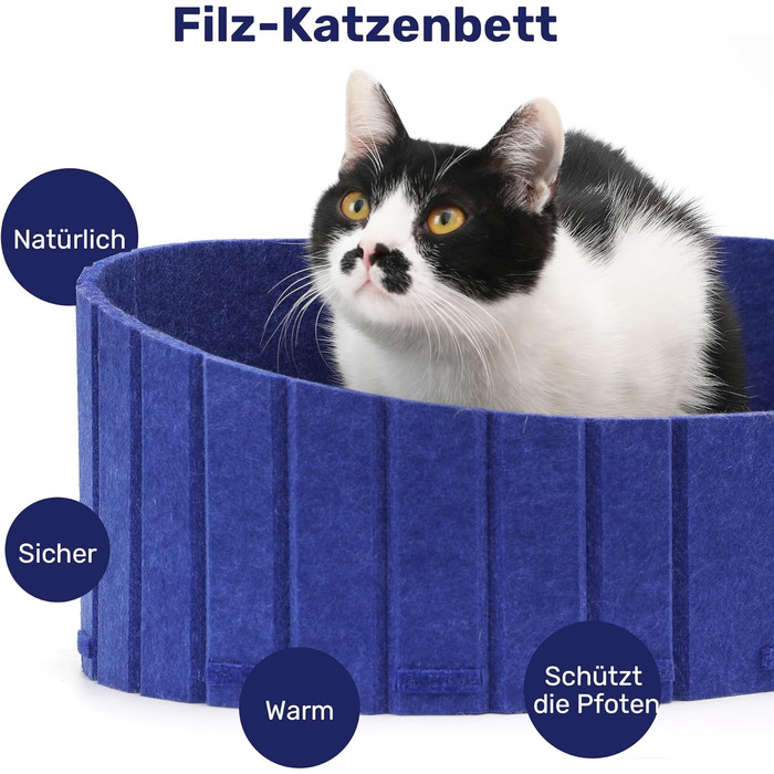 Котячий когтетоп FUKUMARU: диван з картону та фільцу, 61 см, блакитний