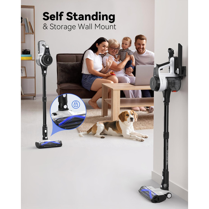 Бездротовий пилосос AlloyMove A01: потужність 550W, 48kPa, 65 хвилин роботи, фільтрація 99.9%, об'єм контейнера 1.5л, для волосся, килима, твердих поверхонь (чорний)