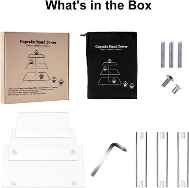 Підставка для тортів на 4 яруси, велика кругла з акрилу 30,5 см, прозора, для вечірки, дня народження, дитячого свята